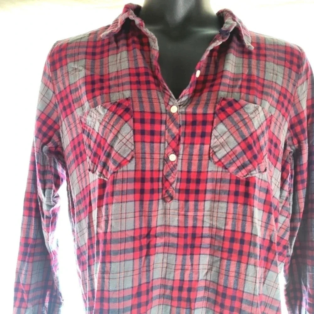 AERIE Plaid Nightshirt 100% Cotton EUC ❤️ - Picture 5 of 11